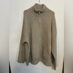Zara Men's Taupe Zip-Up Sweater